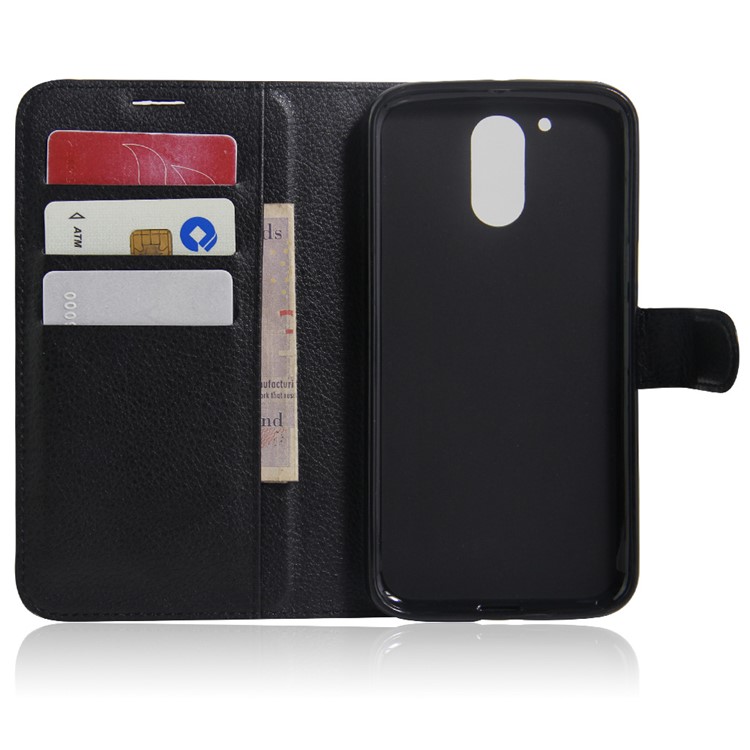 Litchi Texture Wallet Stand Leather Case for Motorola Moto G4 / G4 Plus - Black-3