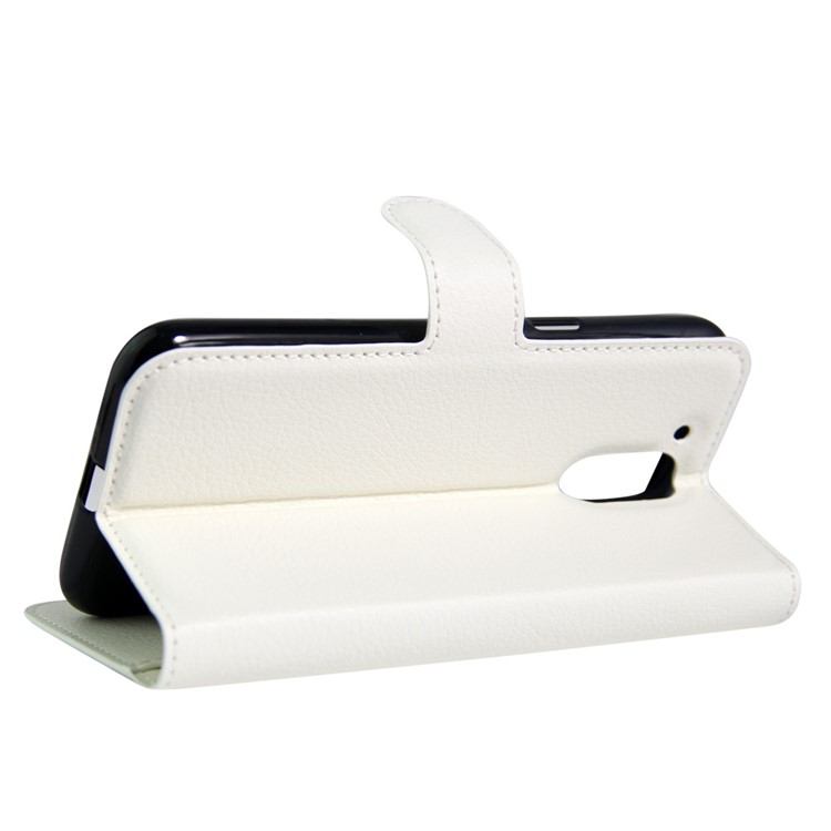 Litchi Texture Wallet Stand Leather Cover for Motorola Moto G4 / G4 Plus - White-5