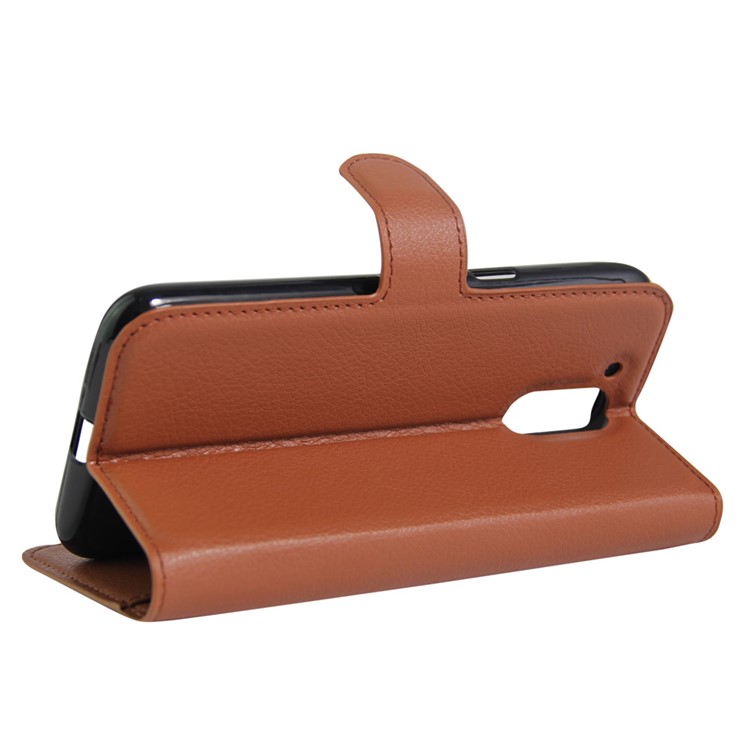 Litchi Texture Leather Flip Protector Cover for Motorola Moto G4 / G4 Plus - Brown-5