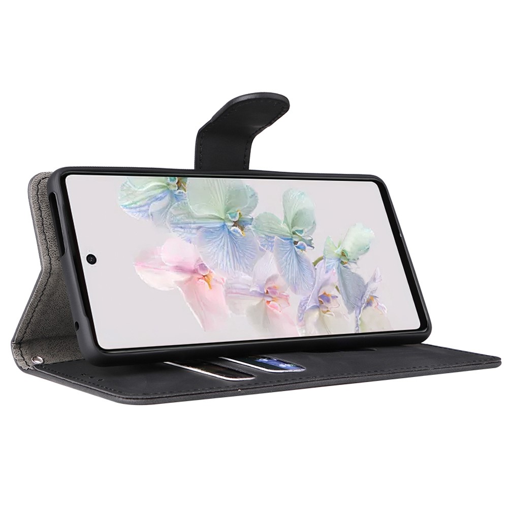 For Google Pixel 7 Pro Phone Case Skin-touch Feeling PU Leather + TPU Stand Wallet Phone Cover - Black-2