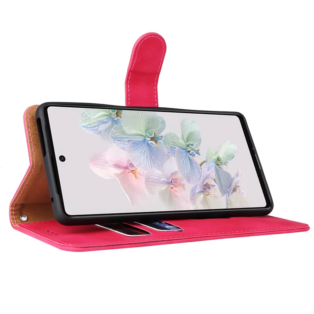 For Google Pixel 7 Skin-touch Feeling PU Leather + TPU Phone Cover Stand Wallet Shell Mobile Phone Case - Rose-3