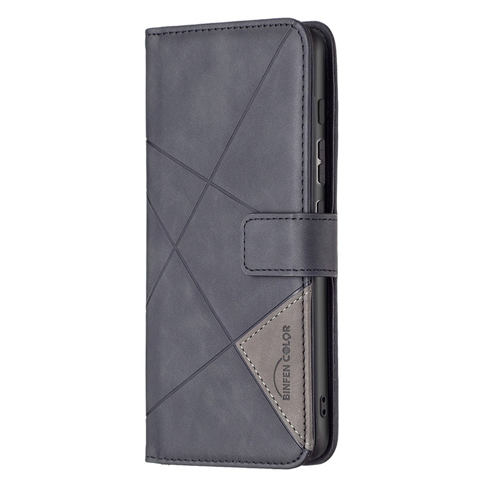 BINFEN COLOR BF Imprinting Pattern Series-2 for Google Pixel 7 Pro Leather Wallet Case 05 Geometric Imprinted Flip Folio Book Style Stand Cover - Black-6
