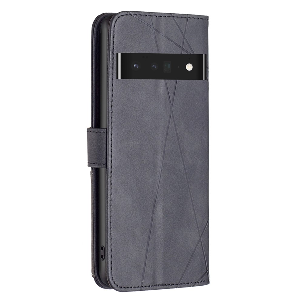BINFEN COLOR BF Imprinting Pattern Series-2 for Google Pixel 7 Pro Leather Wallet Case 05 Geometric Imprinted Flip Folio Book Style Stand Cover - Black-7
