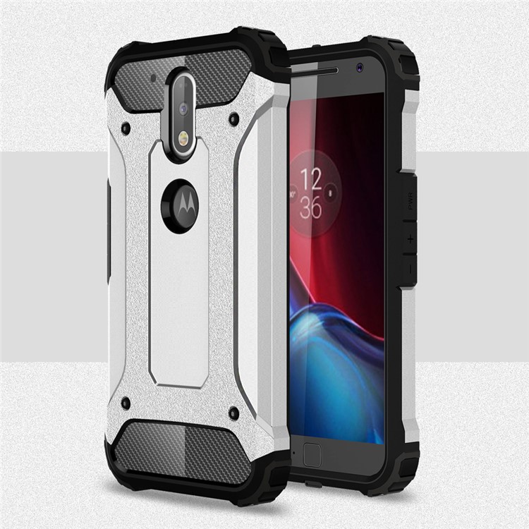 Armor PC TPU Back Shell for Motorola Moto G4/G4 Plus - Silver-1