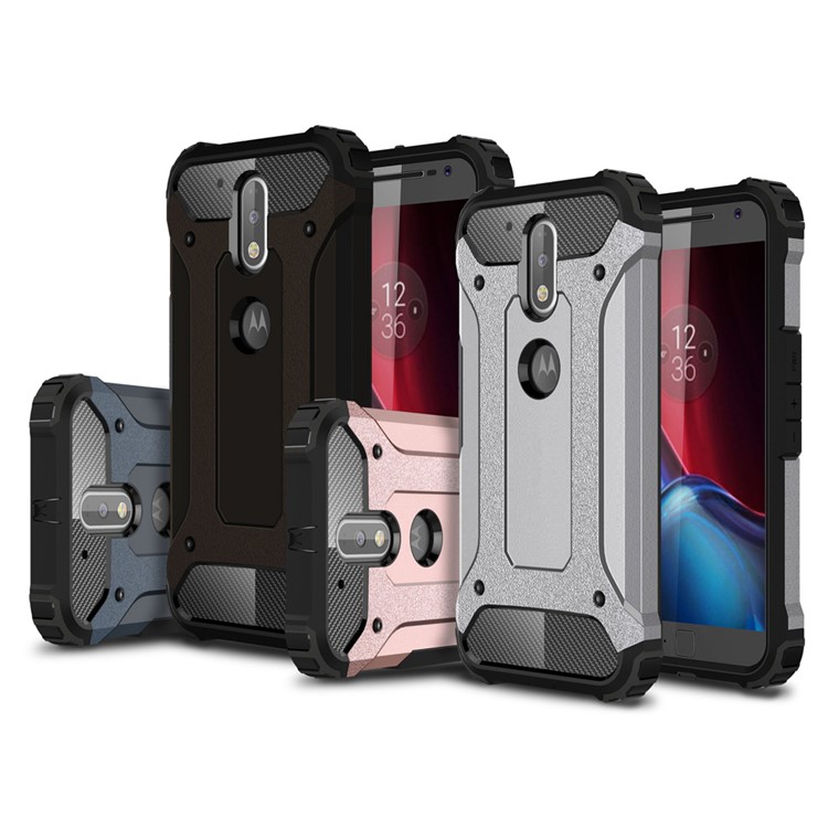 Armor PC TPU Back Shell for Motorola Moto G4/G4 Plus - Silver-2