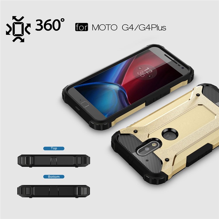 Armor PC TPU Back Cover for Motorola Moto G4/G4 Plus - Gold-3