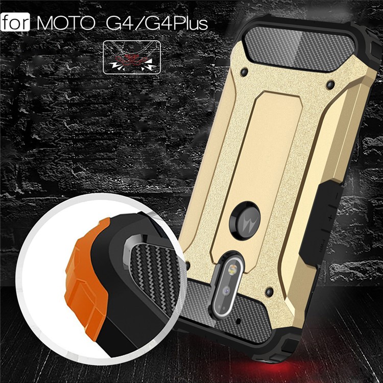 Armor PC TPU Back Cover for Motorola Moto G4/G4 Plus - Gold-5