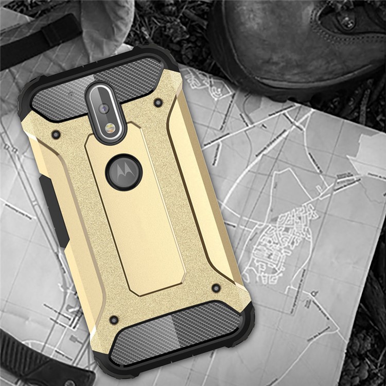 Armor PC TPU Back Cover for Motorola Moto G4/G4 Plus - Gold-6