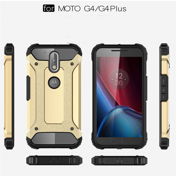 Armor PC TPU Back Cover for Motorola Moto G4/G4 Plus - Gold-8