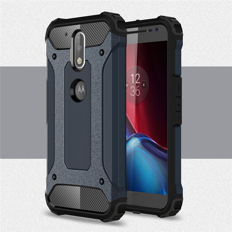 Armor PC TPU Back Cover for Motorola Moto G4/G4 Plus - Dark Blue-1