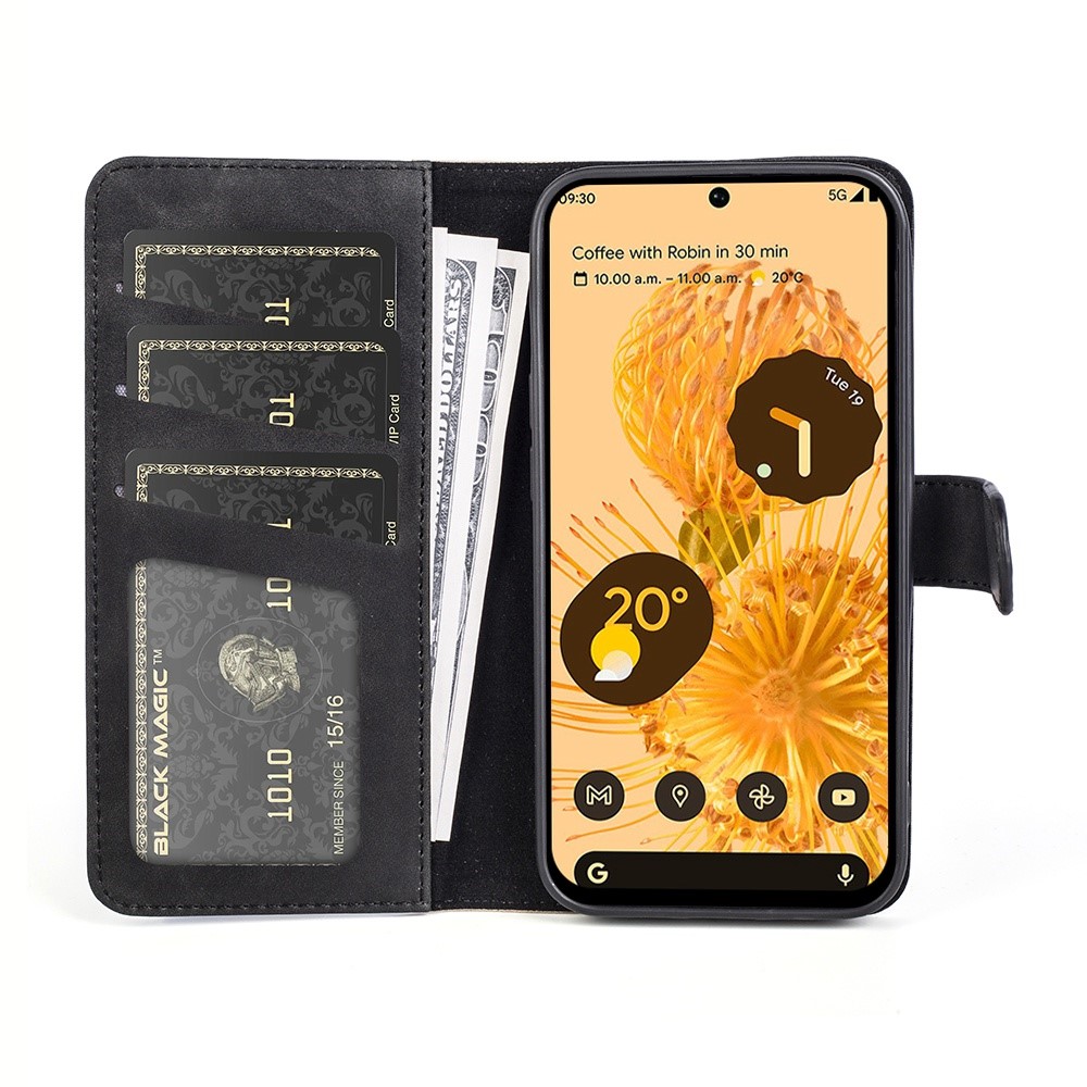 For Google Pixel 7 Pro Splicing PU Leather + TPU Case Stand Wallet Magnetic Clasp Phone Cover - Black-2