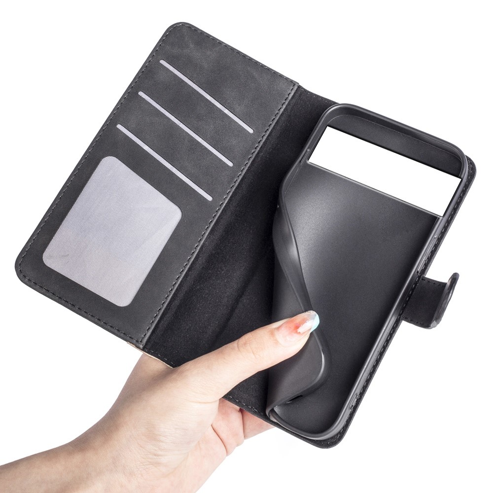 For Google Pixel 7 Pro Splicing PU Leather + TPU Case Stand Wallet Magnetic Clasp Phone Cover - Black-4