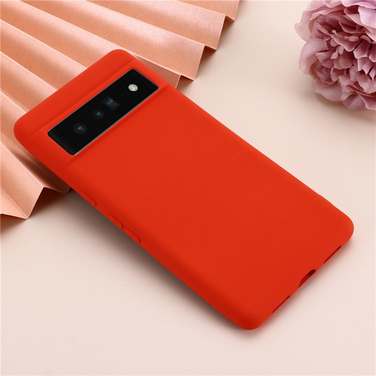 Para Google Pixel 7 Case De Silicona Líquida Finamiento De Microfibra Suave De Recortes Precisos Resistentes A Los Arañazos Con Correa - Rojo-7