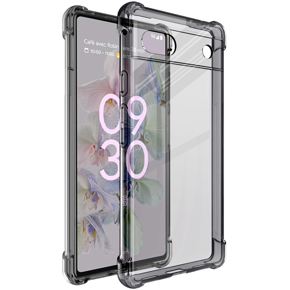 IMAK for Google Pixel 6a Airbag Drop Protective Case Soft TPU Anti-Scratch Phone Cover with Screen Protector - Transparent Black-1