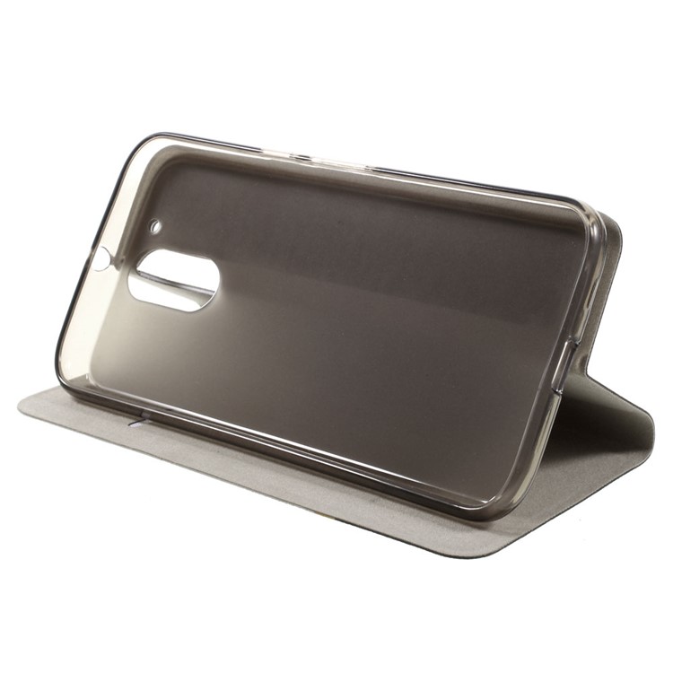 Assorted Color Lines Leather Stand Cover for Motorola Moto G4 / G4 Plus - Grey-6