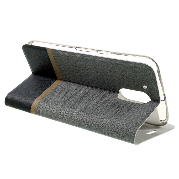 Assorted Color Lines Leather Stand Cover for Motorola Moto G4 / G4 Plus - Grey-7