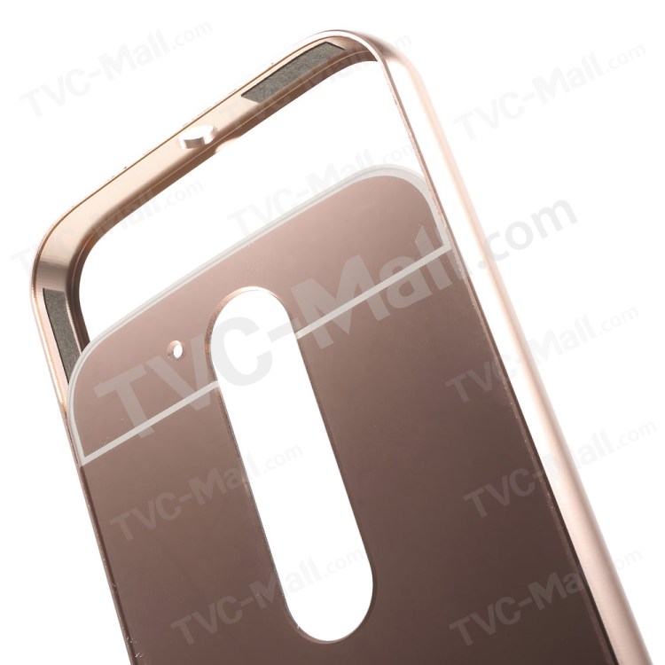 Slide-on Aluminum Alloy Frame Acrylic Back Cover for Motorola Moto G4 Plus/G4 - Rose Gold-6