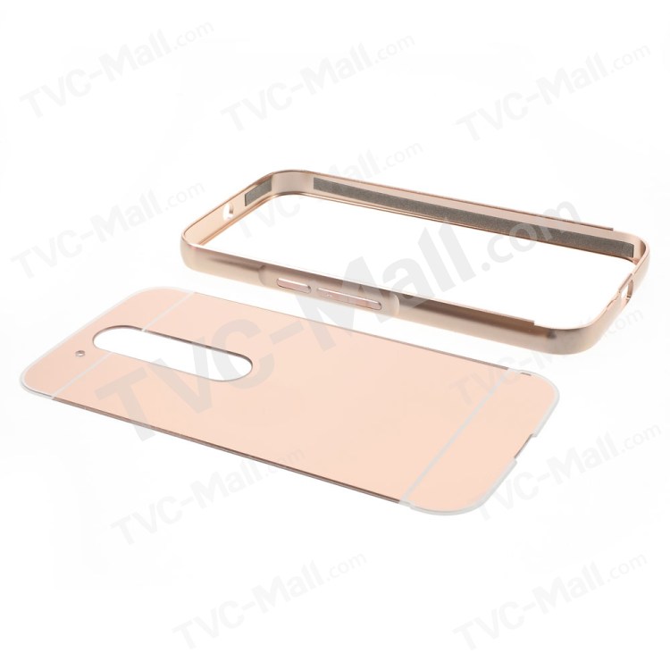 Slide-on Aluminum Alloy Frame Acrylic Back Cover for Motorola Moto G4 Plus/G4 - Rose Gold-8