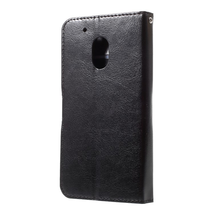 Crazy Horse Wallet Leather Case with Stand for Motorola Moto G4 Play - Black-3