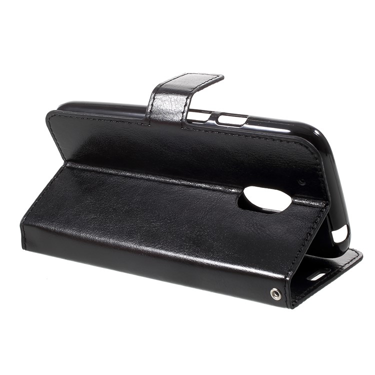 Crazy Horse Wallet Leather Case with Stand for Motorola Moto G4 Play - Black-4