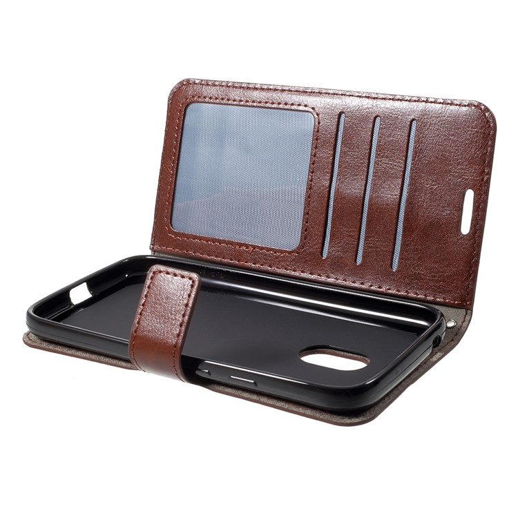 Crazy Horse Wallet Leather Stand Shell for Motorola Moto G4 Play - Brown-5