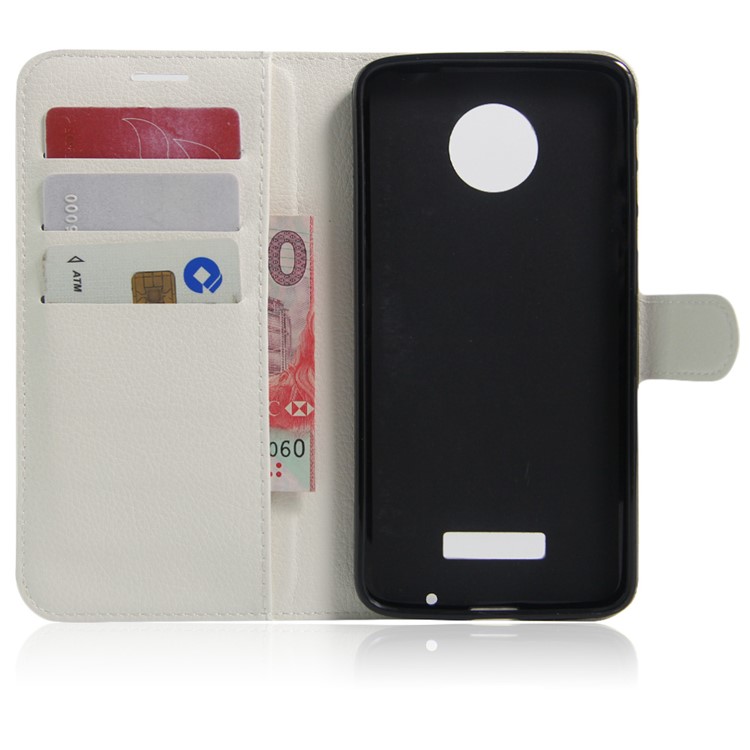 Lychee Leather Wallet Flip Cover for Motorola Moto Z - White-4