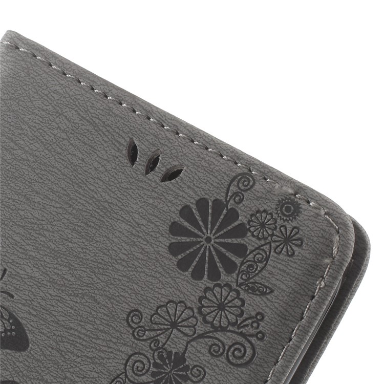 Imprinted Butterfly Leather Wallet Phone Case for Motorola Moto G4/G4 Plus - Grey-7