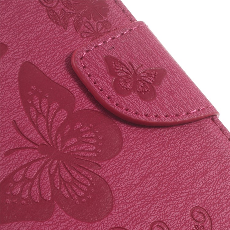 Imprinted Butterfly Leather Wallet Stand Case for Motorola Moto G4/G4 Plus - Rose-6
