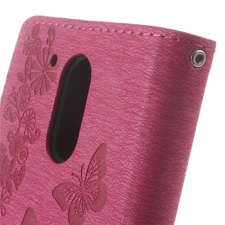 Imprinted Butterfly Leather Wallet Stand Case for Motorola Moto G4/G4 Plus - Rose-7