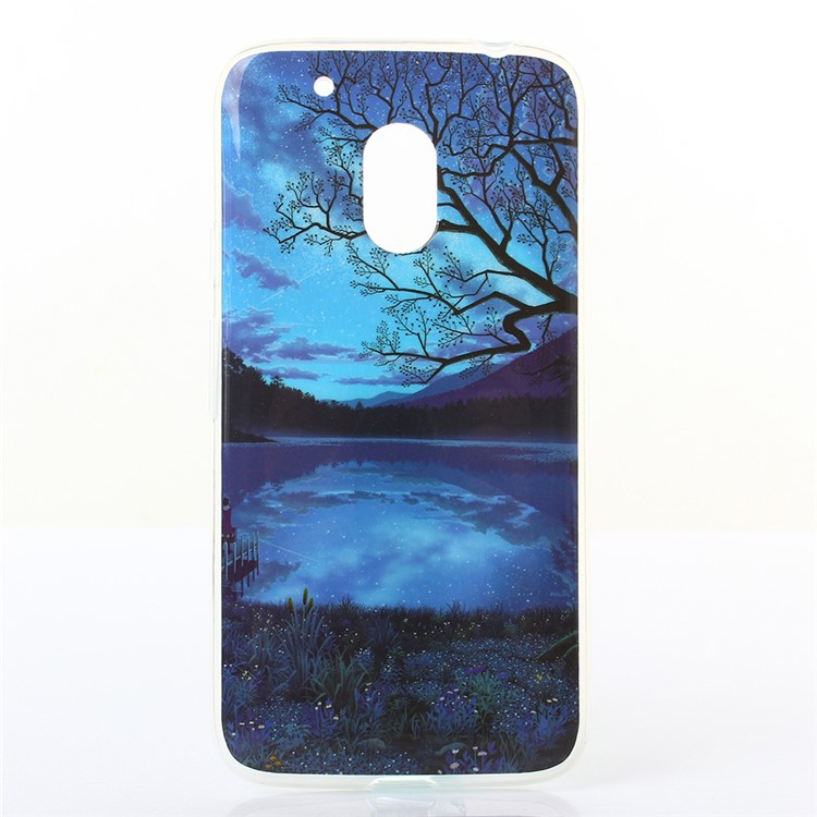 Patterned IMD TPU Gel Case for Motorola Moto G4 Play - Peaceful Night and Moon-1