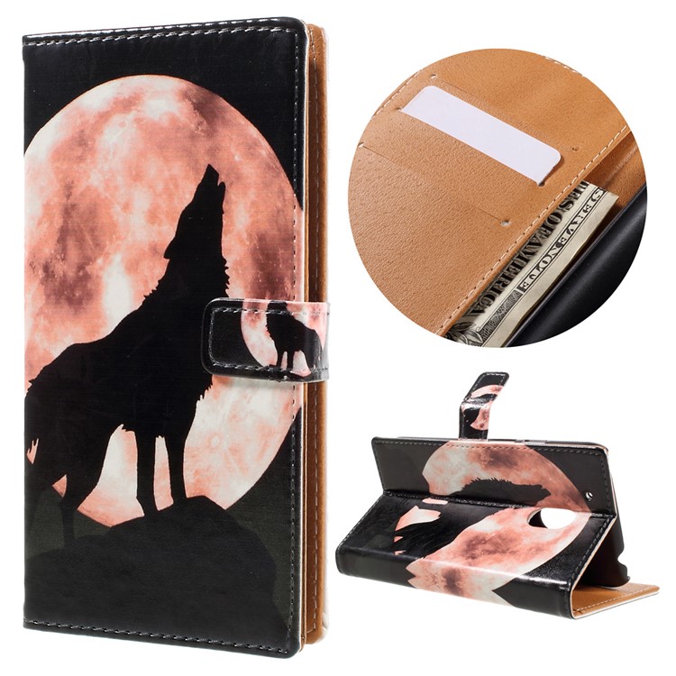 Custodia A Portafoglio In Similpelle Fantasia Per Moto Motorola G4 Play - Lupo E Luna-1