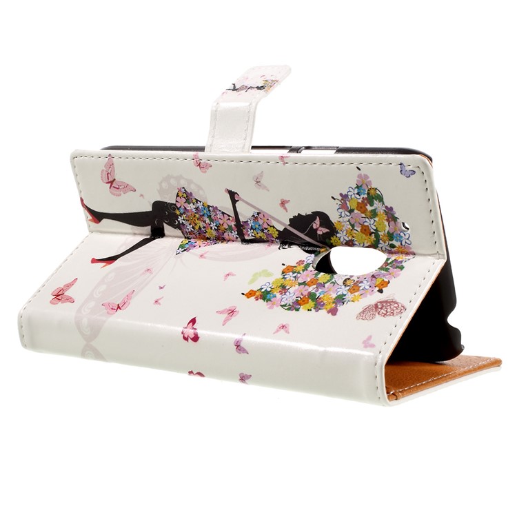 Flip Leather Wallet Stand Case for Motorola Moto G4 Play - Girl Holding Flowered Umbrella-5