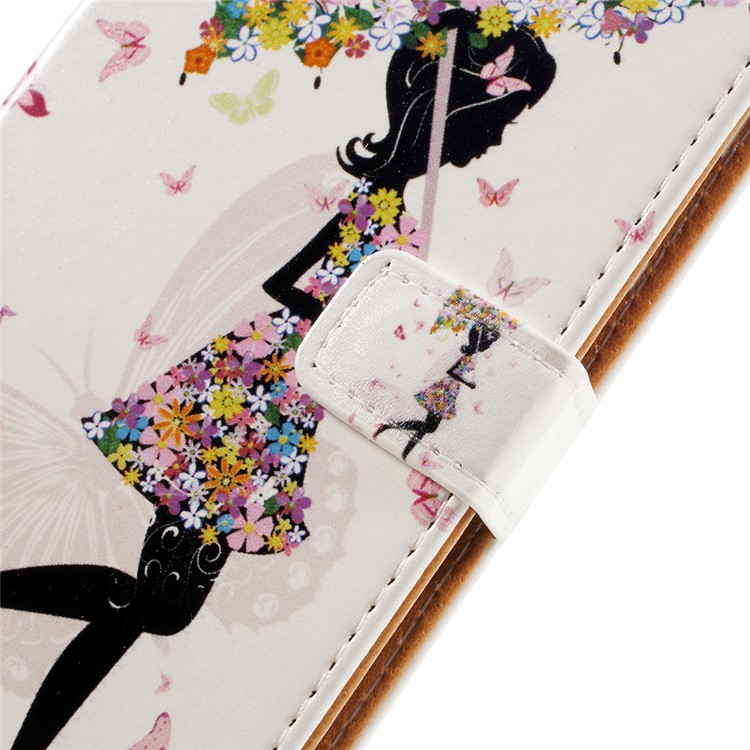 Flip Leather Wallet Stand Case for Motorola Moto G4 Play - Girl Holding Flowered Umbrella-9