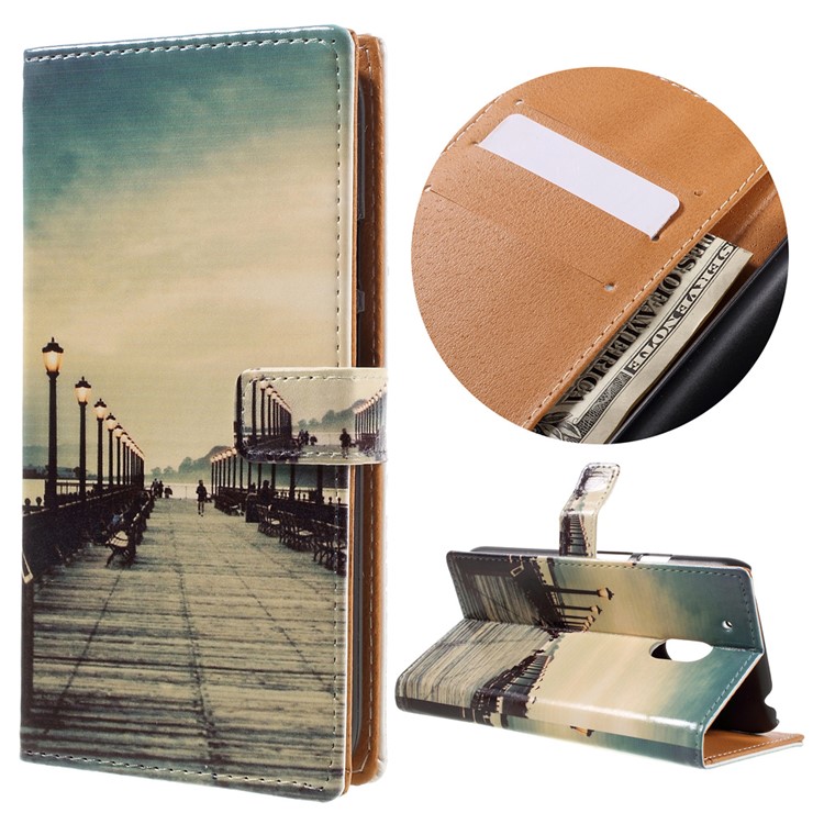 Pattern Printing Leather Protector Case for Motorola Moto G4 Play - Seaside Trestle-1