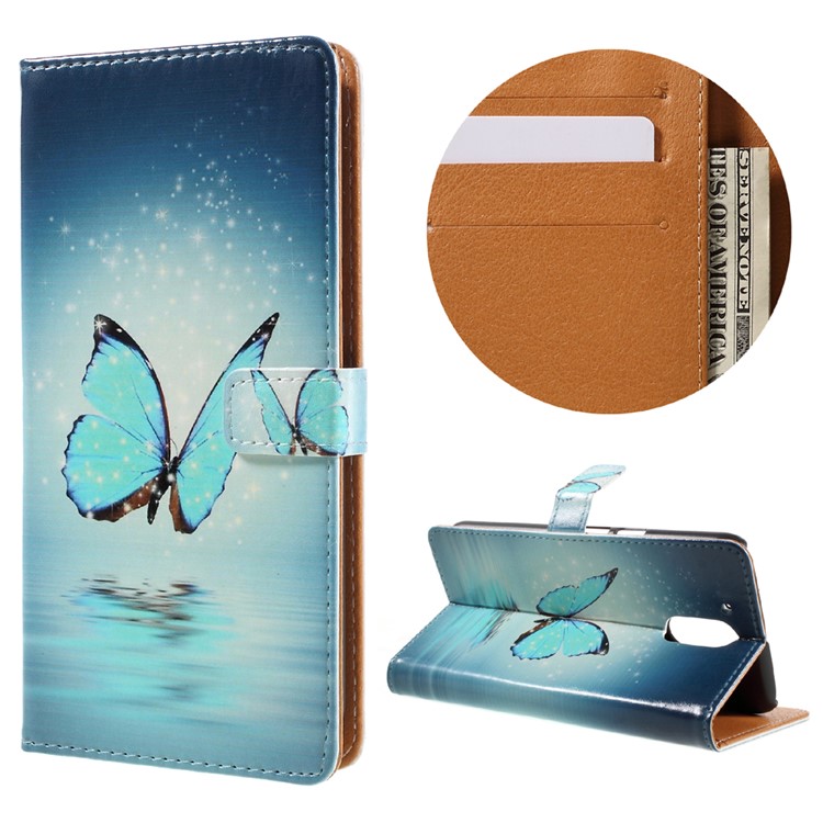 Stylish Pattern Leather Wallet Phone Shell for Motorola Moto G4 / G4 Plus - Butterfly-1