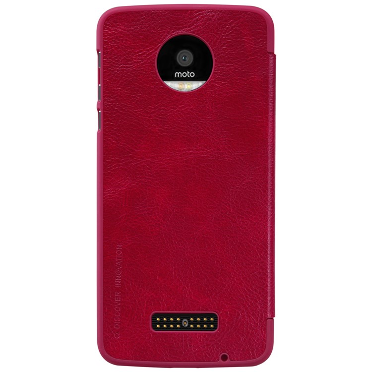 NILLKIN Qin Series Leather Case with Stand for Motorola Moto Z - Red-2