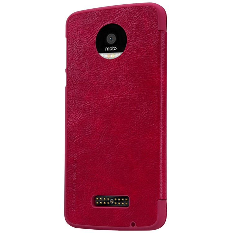 NILLKIN Qin Series Leather Case with Stand for Motorola Moto Z - Red-3
