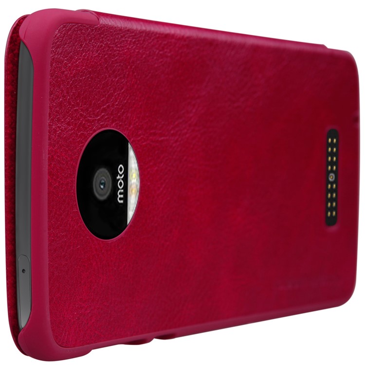 NILLKIN Qin Series Leather Case with Stand for Motorola Moto Z - Red-5