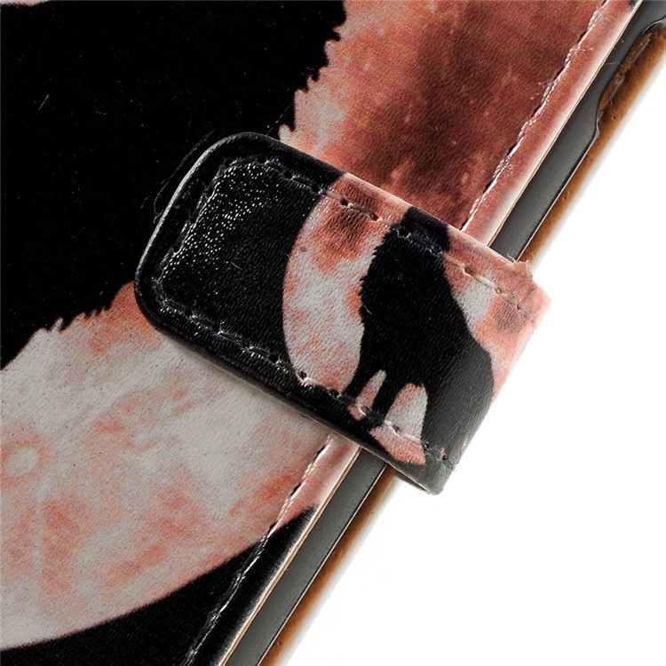 Patterned Stand Leather Case for Motorola Moto Z Force - Wolf Howling at the Moon-10