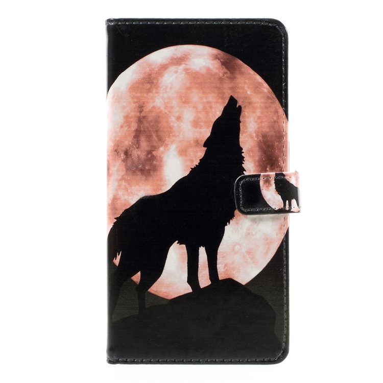 Patterned Stand Leather Case for Motorola Moto Z Force - Wolf Howling at the Moon-3