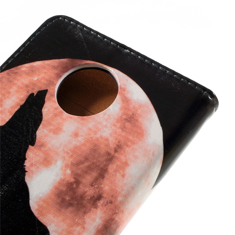 Patterned Stand Leather Case for Motorola Moto Z Force - Wolf Howling at the Moon-9