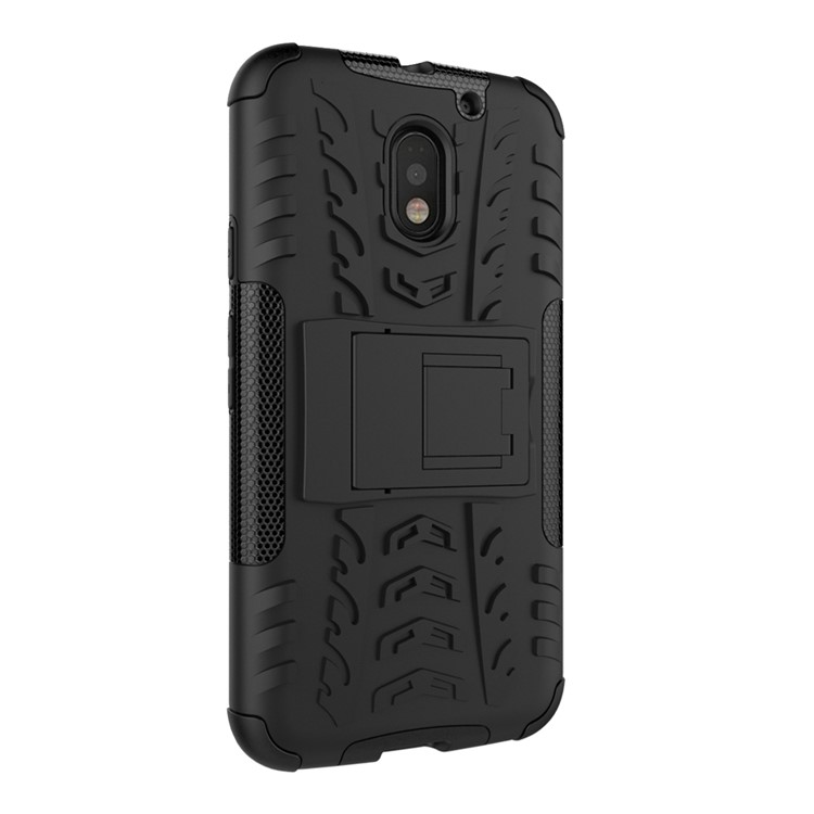 Anti-slip PC + TPU Hybrid Case with Kickstand for Motorola Moto E3 - Black-4