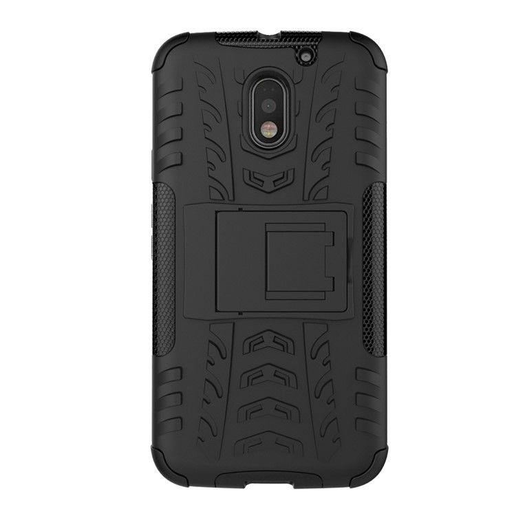 Anti-slip PC + TPU Hybrid Case with Kickstand for Motorola Moto E3 - Black-7