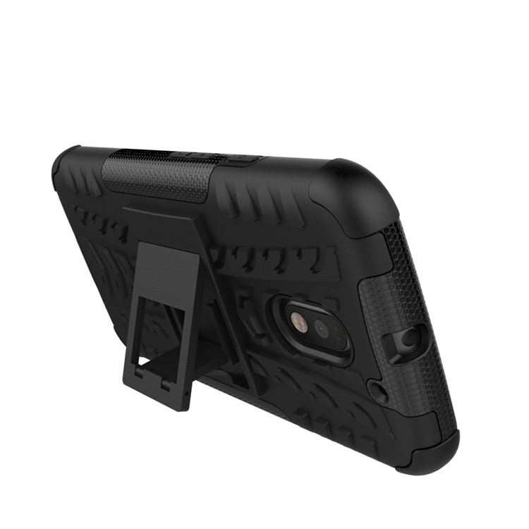 Anti-slip PC + TPU Hybrid Case with Kickstand for Motorola Moto E3 - Black-8