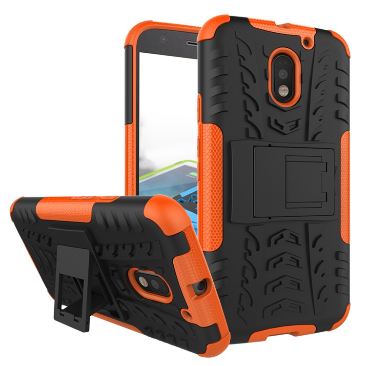 Anti-slip PC + TPU Hybrid Case Cover with Kickstand for Motorola Moto E3 - Orange-1