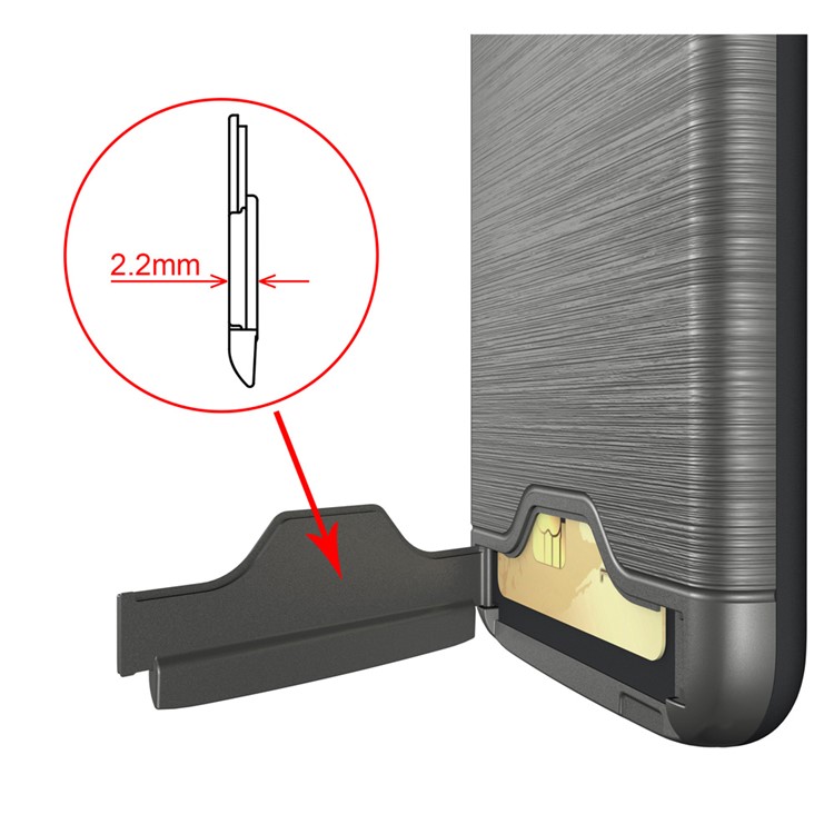 Brushed PC TPU Kickstand Card Slot Back Case for Motorola Moto G4 / G4 Plus - Grey-11