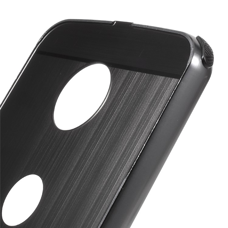 Sliding Metal Frame Brushed Drop-proof Hard Case for Motorola Moto Z Play - Black-4