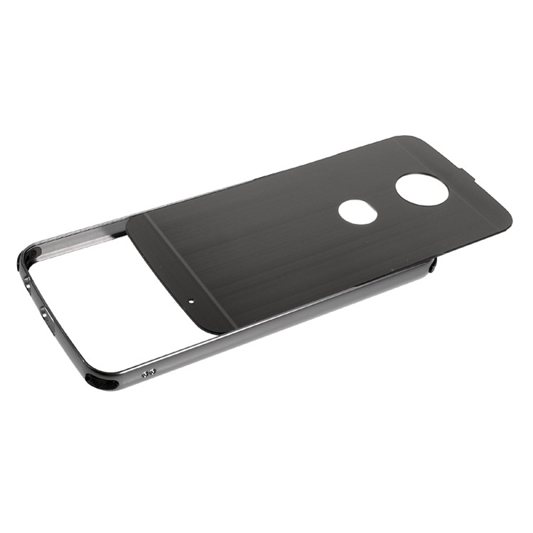 Sliding Metal Frame Brushed Drop-proof Hard Case for Motorola Moto Z Play - Black-6