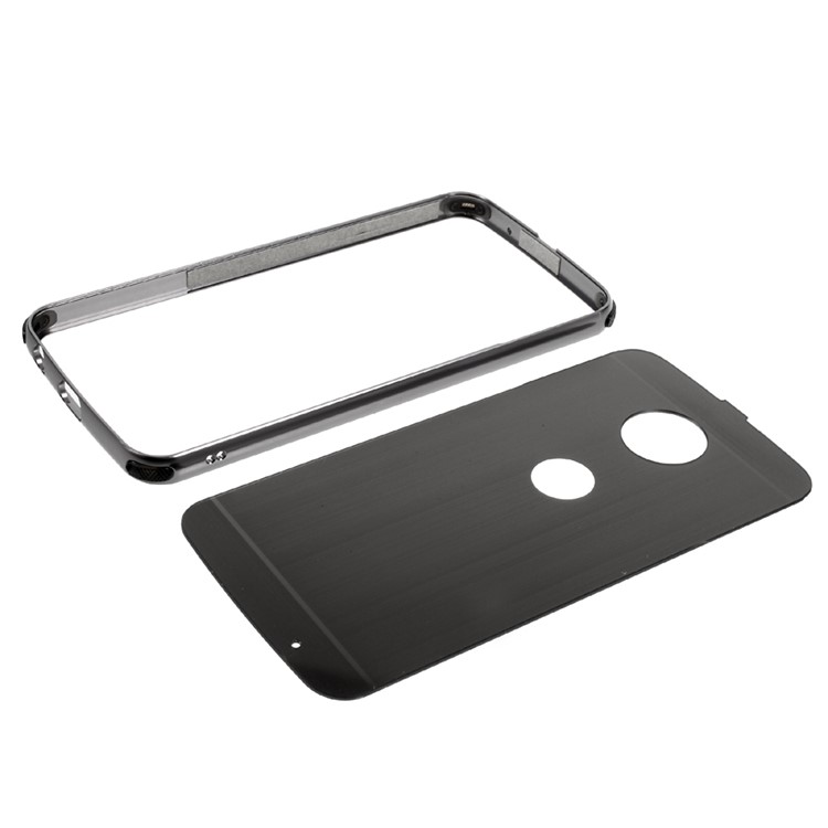 Sliding Metal Frame Brushed Drop-proof Hard Case for Motorola Moto Z Play - Black-7