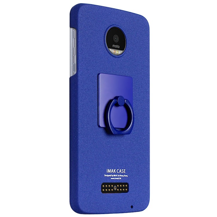 IMAK Matte Hard Plastic Case with Ring Kickstand for Motorola Moto Z Play - Blue-2